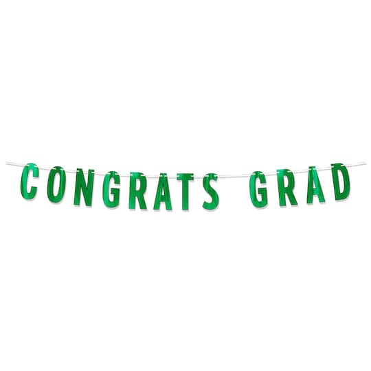 Beistle 56459-G 6.75 x 5 ft. Foil Congrats Grad Streamer, Green - Pack of 12